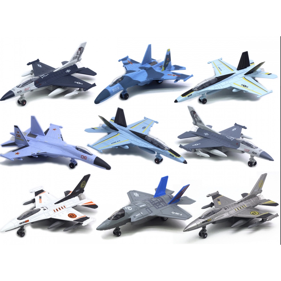 Mô hình đồ chơi máy bay chiến đấu bằng hợp kim F-16 Su-35 F-18 F35 F-20 cỡ 22cm