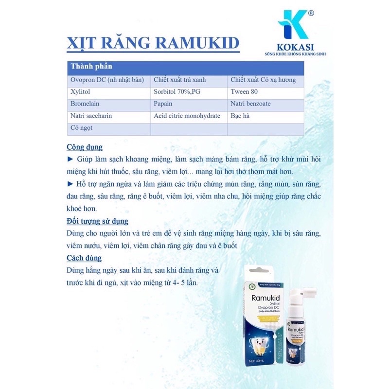 Xịt Chống Sâu Răng RAMUKID an toàn dành cho bé, giúp làm sạch và bảo vệ men răng, ngăn ngừa mảng bám