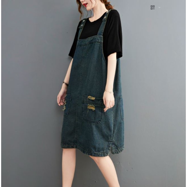 CÓ SẴN MÀU ĐEN SIZE M G90 váy jean yếm big size freesize thoải mái rộng rãi 2s trẻ trung thời trang phong cách