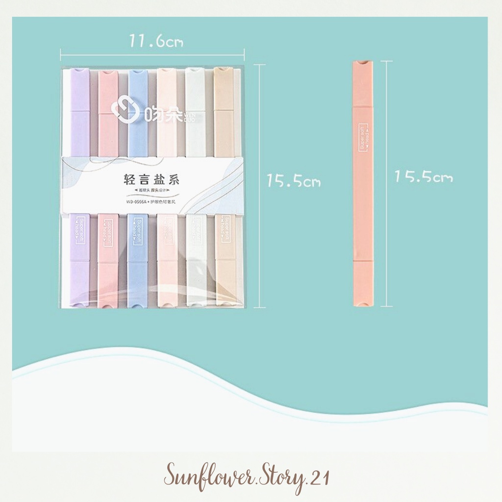 [FREESHIP 50K] Bút đánh dấu highligh 6 màu pastel 2 đầu trang trí sổ bullet journal thiết kế sáng tạo