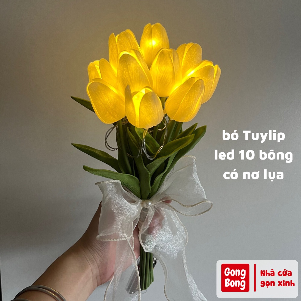 Hoa Tuylip có đèn led phát sáng trang trí nhà cửa quà tặng