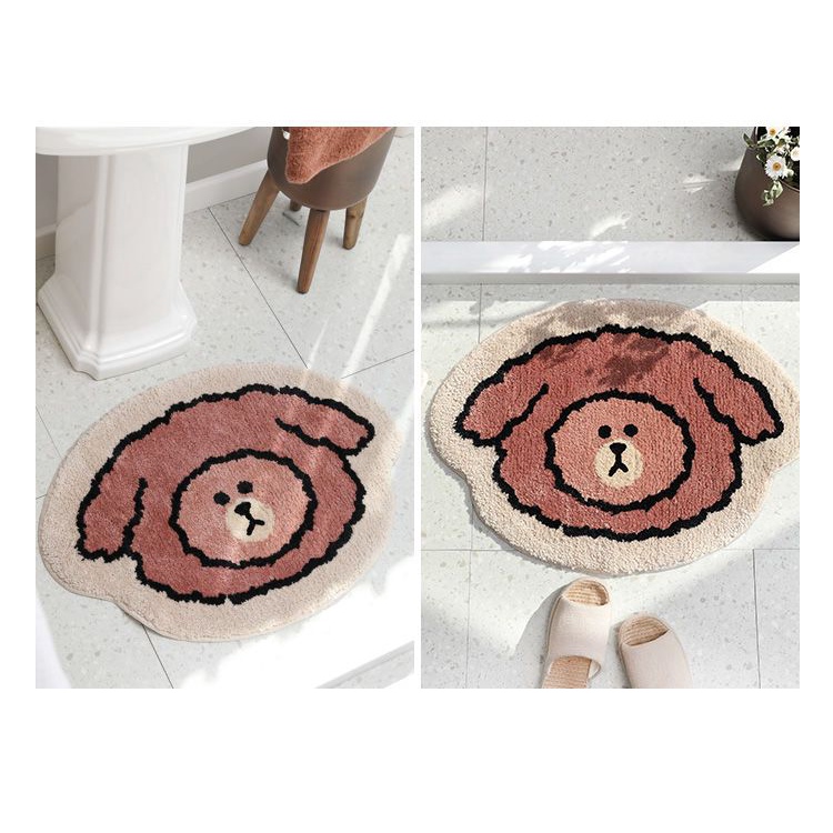 Thảm Chùi Chân Lông Mềm Mại Thấm Hút Chống Trượt Chống Bụi Hình Gấu Nâu Hoạt Hình Dành Cho Phòng Tắm / Cửa Ra Vào