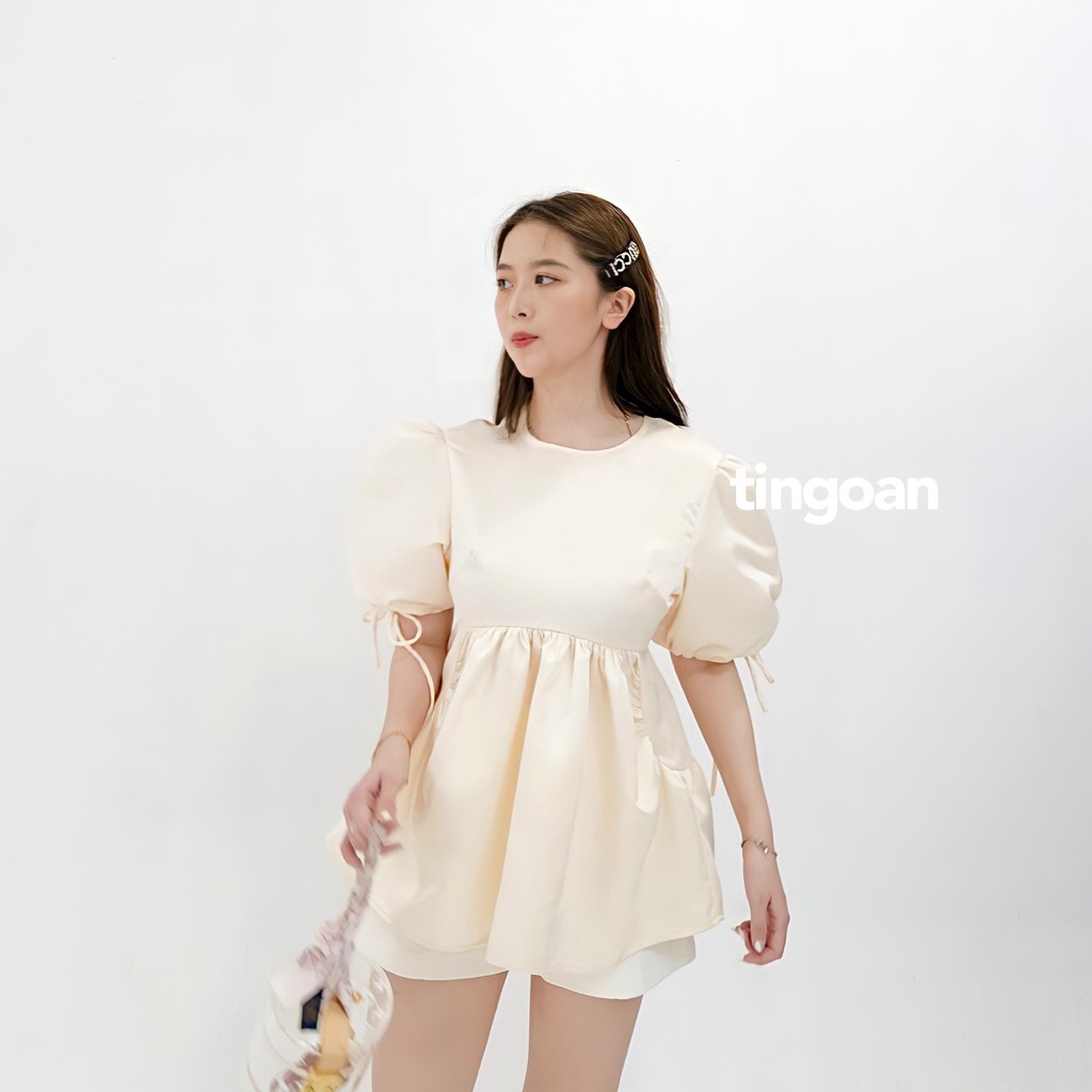 Áo babydoll tafta khoét lưng vàng tingoan CELINIE BLOUSE/YL | BigBuy360 - bigbuy360.vn