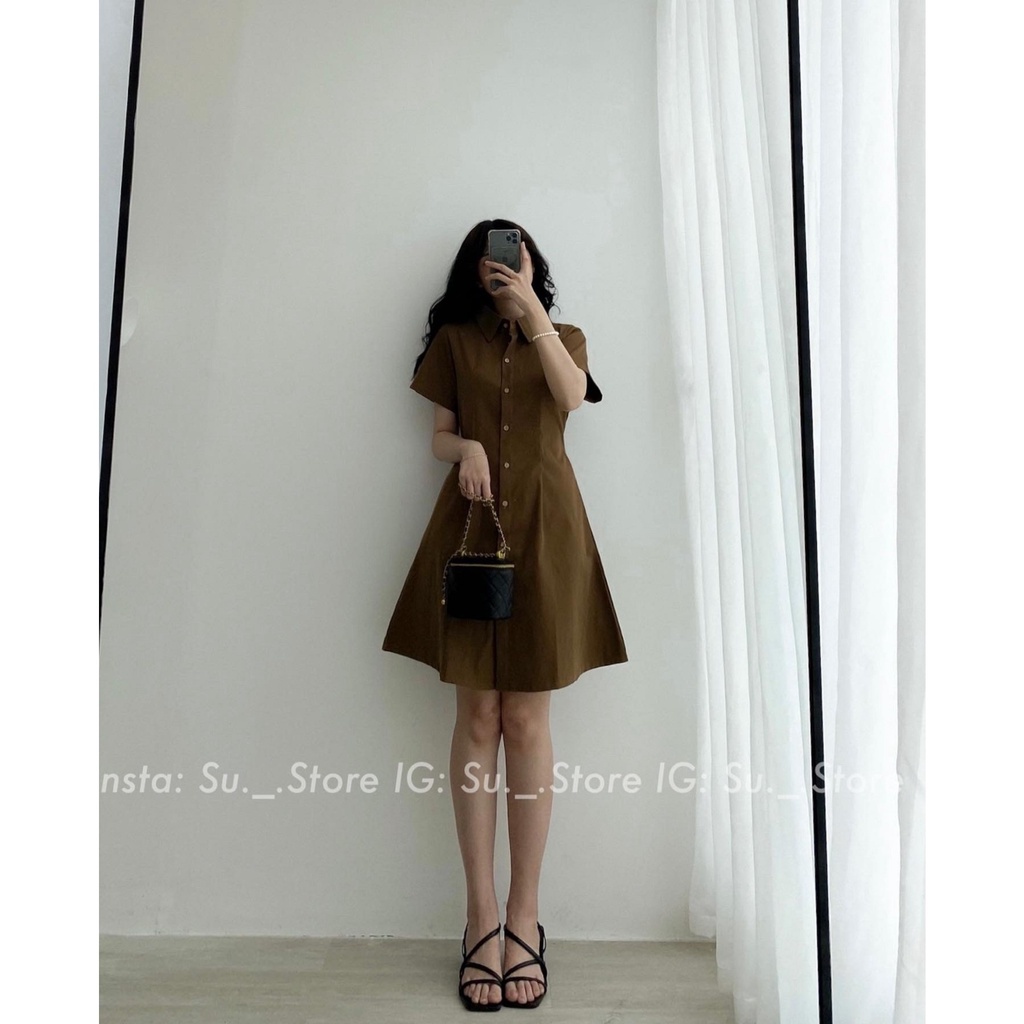 Váy Sơ mi Thô Mềm Chiết Eo Lưng Chun Phong Cách Ulzzang 6789Somicoduccuccaichunsau