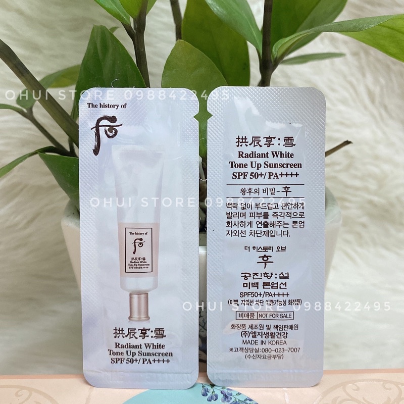 1 gói kem chống nắng Whoo Radiant White Tone Up Sunscreen SPF50+/ PA++++