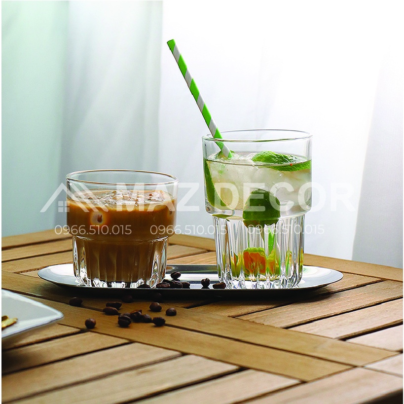 1 Chiếc Cốc ly thuỷ tinh đế đáy khía sọc 148ml 310ml cafe Empilable cao cấp STACKABLE TUMBLER 2-11ZJ