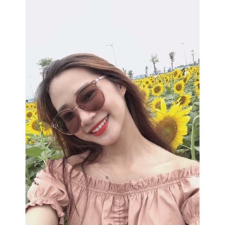 (Ảnh thật) Kính mát nữ mắt mèo màu nâu trà đi ngày đi đêm sành điệu