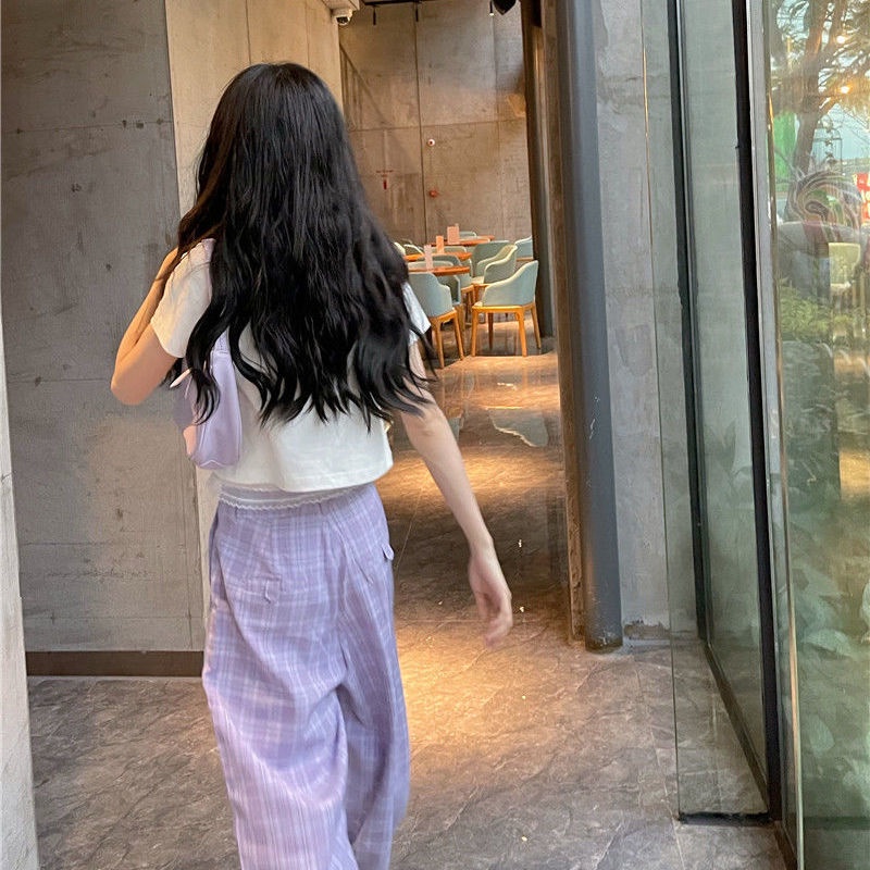 Bộ Áo Tay Lửng In Hoa + Quần ống rộng Thoải Mái Phong Cách Hàn Quốc Cho Nữ