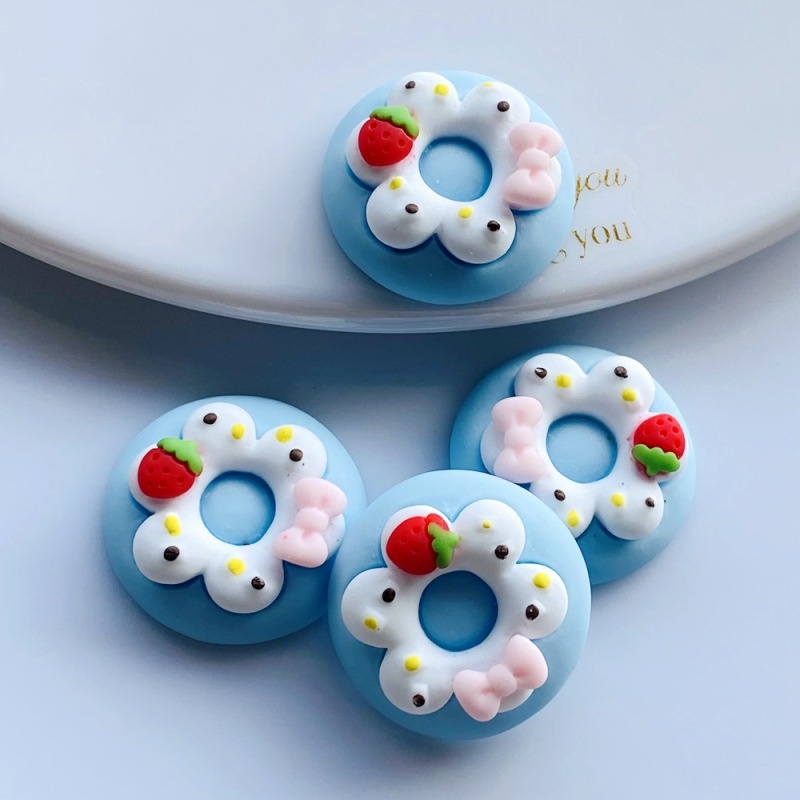 Bộ 10 Miếng Dán Trang Trí Điện Thoại / Chai Nước Hình Bánh Donut / Dâu Tây / Nơ Xinh Xắn Diy