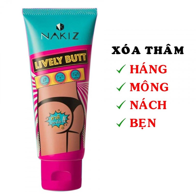 (Bill) NAKIZ LIVELY BUTT Kem thoa thâm, mụn Mông, Bẹn, Nách, Lưng, Nhũ hoa, Cùi chỏ, Đầu gối