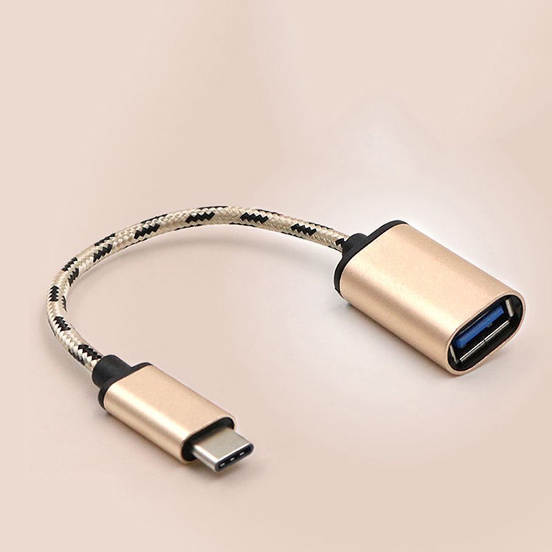 Cáp OTG bện dây chuyển đổi đầu cắm USB type -c 3.1 sang cổng USB 2.0 16.5cm