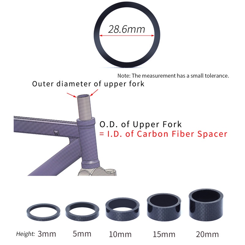 Vòng Đệm Phuộc Trước Bằng Sợi Carbon 28.6mm OD2 Chuyên Dụng Cho Xe Đạp Leo Núi