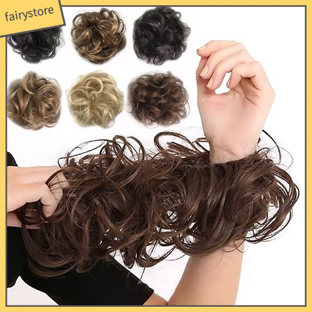 Búi Tóc Giả Xoăn Dài Co Giãn Cho Cô Dâu