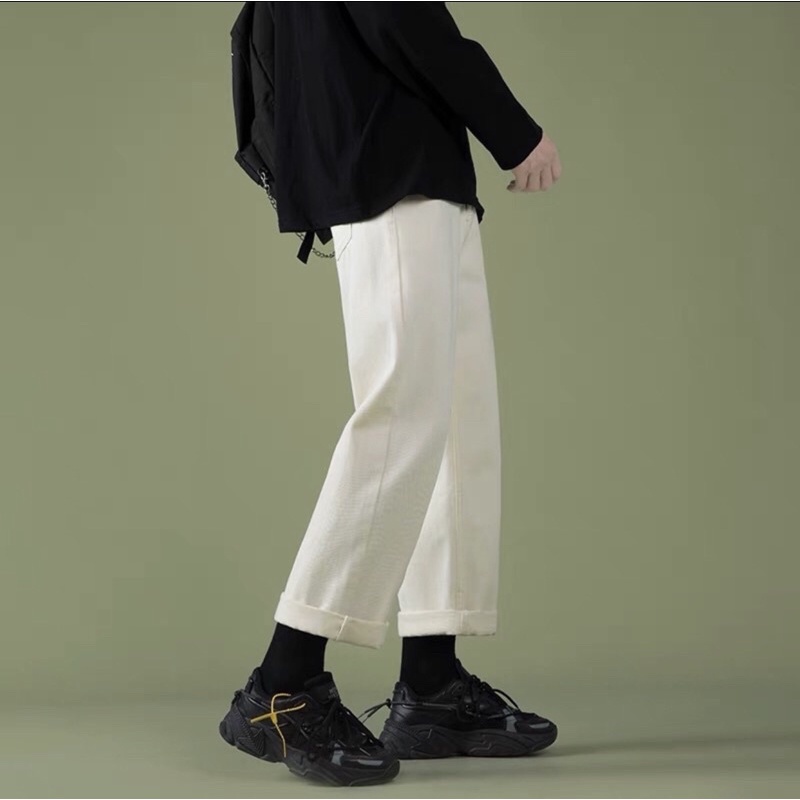 Quần Ống Rộng Dáng Suông Kaki Trơn Ulzzang Nam Nữ Unisex