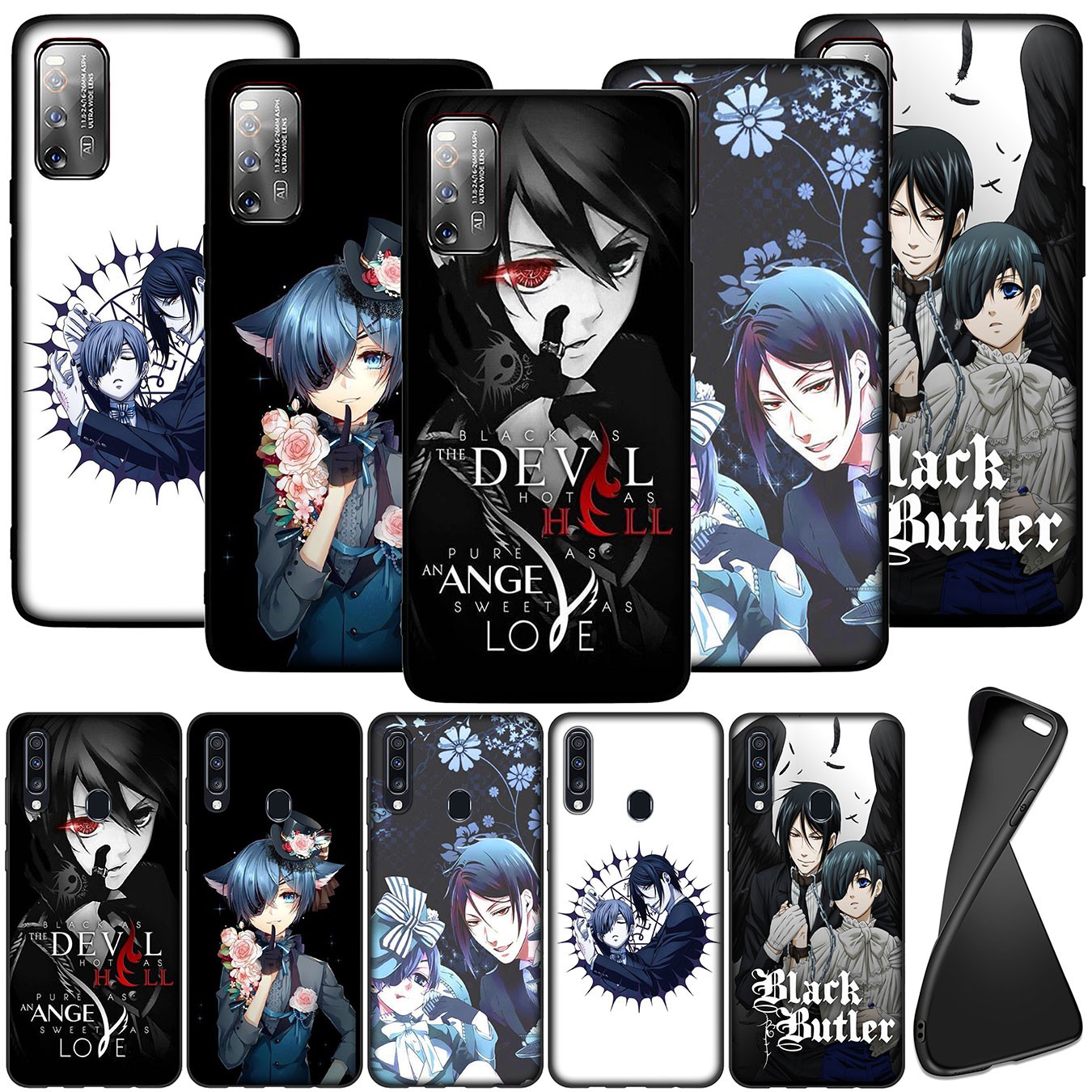 Ốp điện thoại silicon mềm in hoạt hình Black Butler Kuroshitsuji cho iPhone 12 Mini 11 Pro Max 5 5S XR SE 2020