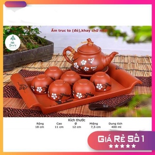 Bộ ấm trà tử sa , ấm chén bát tràng 400ml mã 08