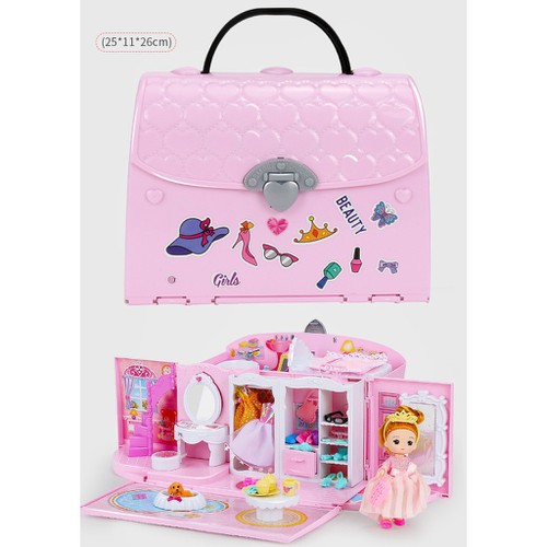 Ngôi nhà búp bê Barbie 2 tầng cho bé Mô hình búp bê đồ chơi Quà tặng sinh nhật cho bé gái - vt80cb
