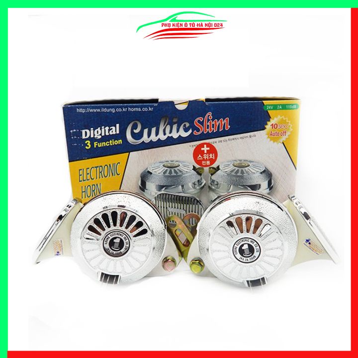 Còi ngân Seoul kèn ngân hàn quốc 3 tiếng cho ô tô xe máy mạ crom điện áp 12v/24v