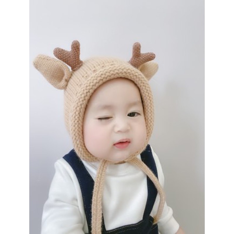 Mũ len tuần lộc cho bé 6-24m MU018