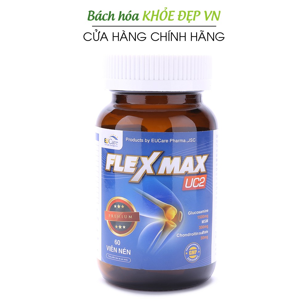 Viên xương khớp Glucosamine 1500mg giảm đau nhức xương khớp Flexmax - Hộp 60 viên chuẩn GMP Bộ Y Tế