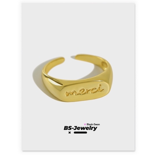 ✨S925 Sterling Silver Ring Vintage Letter Ring Joint Tail Ring