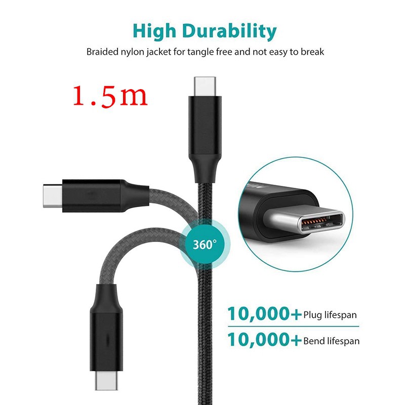 Data Cable, USB C to USB C 3.1 Gen 2 Data Cable 10Gbps Data Transmission for Thunderbolt 3, MacBook Pro, iPad Pro(1.5M)