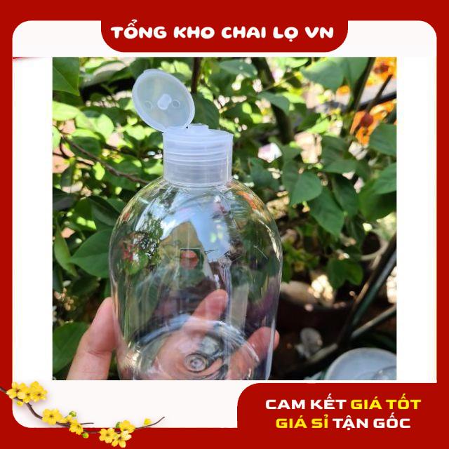 Chai Chiết Mĩ Phẩm ❤ SIÊU RẺ ❤ Chai nhựa pet nắp bật 500ml Thân Lùn dùng đựng gel, dung dịch , phụ kiện du lịch