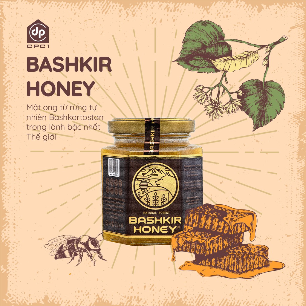 Mật ong rừng tự nhiên BASHKIR HONEY cao cấp từ Nga - 2 Lọ