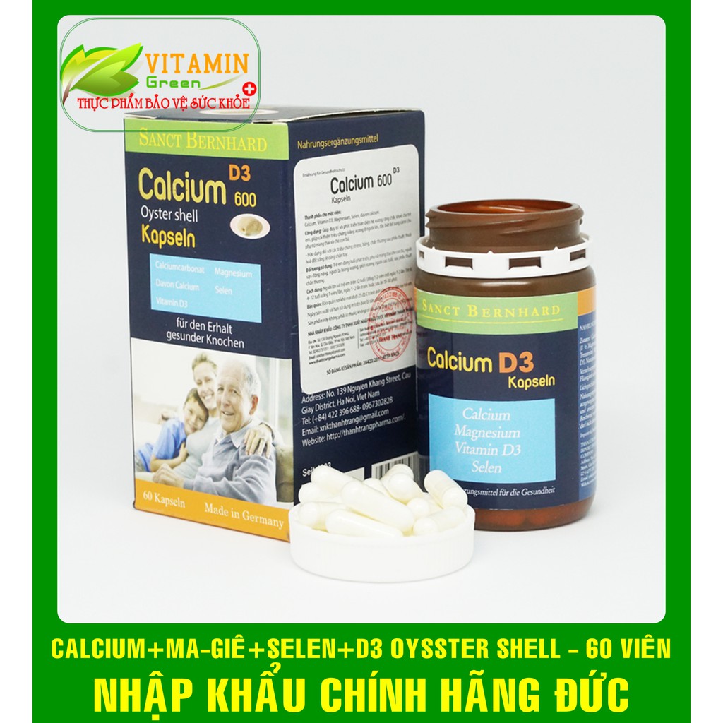 VIÊN UỐNG BỔ XUNG CANXI Calcium D3 Oyster shell (60 VIÊN) | NHẬP KHẨU CHÍNH HÃNG ĐỨC