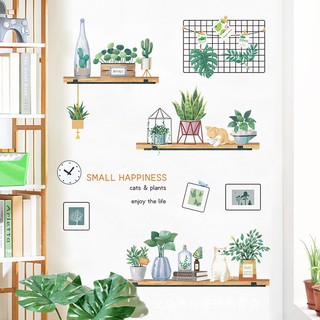 Decal dán tường Kệ gỗ trang trí