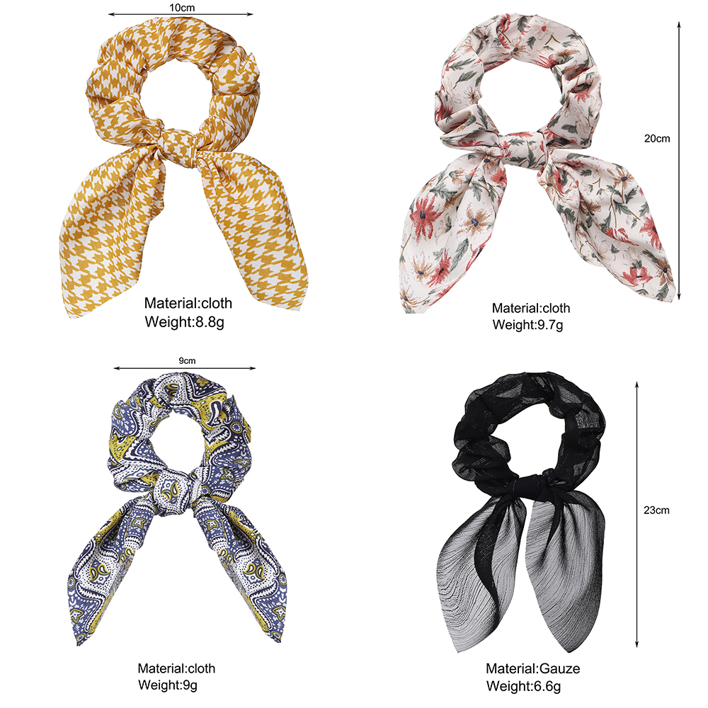 Dây chiffon cột tóc đính nơ &amp; hoa nhiều màu phong cách Bohemia - Hàn Quốc sang trọng