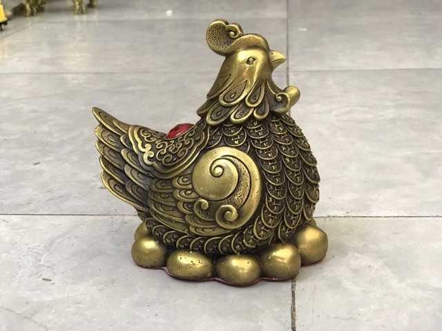 Gà Mái Lông Tiền Đẻ Trứng Vàng Vật Phẩm Phong Thủy Bằng đồng