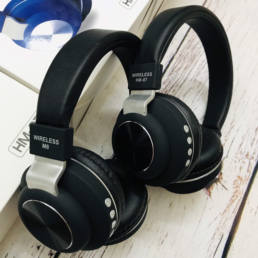 Tai nghe bluetooth chụp tai HM07-M8 - Wireless headphone HM-07 - M8- Kiểu dáng thể thao - hỗ trợ thẻ nhớ, đài FM