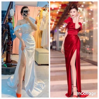 Đầm dạ hội phi rớt vai cao cấp (đầm dự tiệc cao cấp) tặng hoa tai thời trang xinh xắn