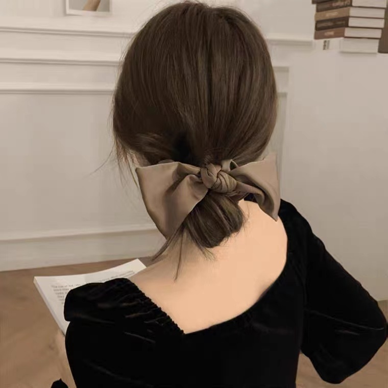 Dây Buộc Tóc Vải Satin Cao Cấp Thắt Nơ Phong Cách Pháp Thanh Lịch Dành Cho Nữ