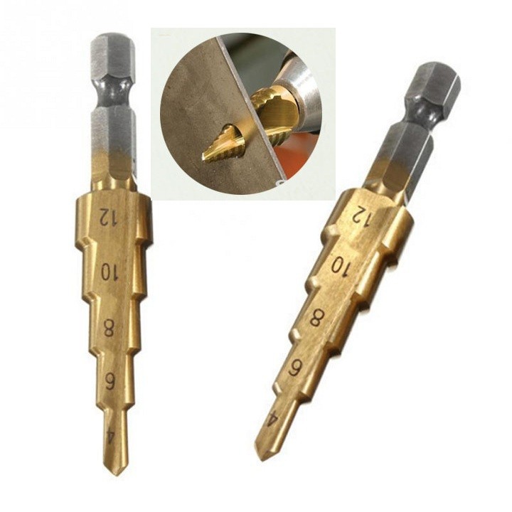 Mũi khoan bước 4-12mm phủ titan khoan kim loại,sắt,nhựa,gỗ..
