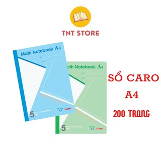 Sổ Caro Klong MS298, Vở Caro A4 Math Notebook - 200 trang, Chất Lượng Giấy 5* Hàng Chính Hãng