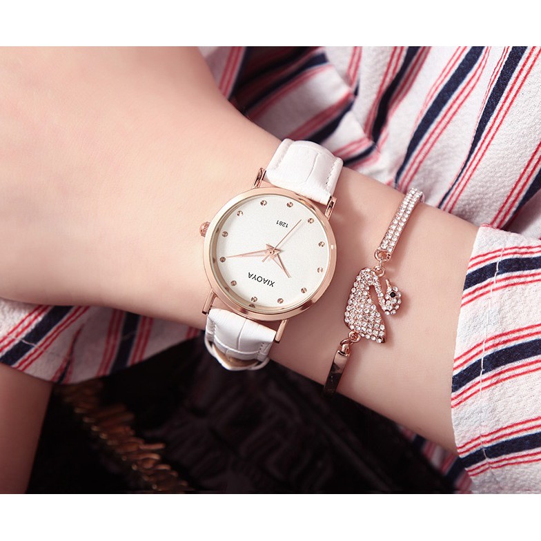 ĐỒNG HỒ NỮ XIAOYA XY-1281 DÂY DA CỰC ĐẸP AH433