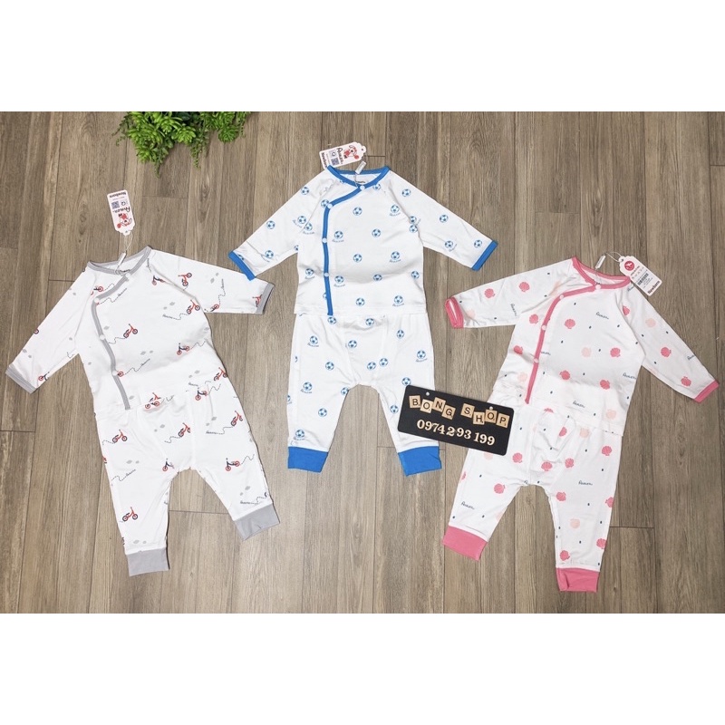 Bộ dài sơ sinh sợi tre phối màu viền Avaler bé trai/ bé gái (sale)
