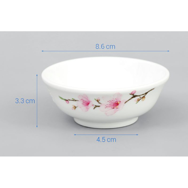 Chén bát Chuan Kou CK hoạ tiết hoa đào 11,2cm/8,5cm