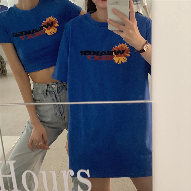 SUXI Áo Thun Dáng Rộng In Hình Hoa Cúc Xinh Xắn Thời Trang Mùa Hè Dành Cho Nữ