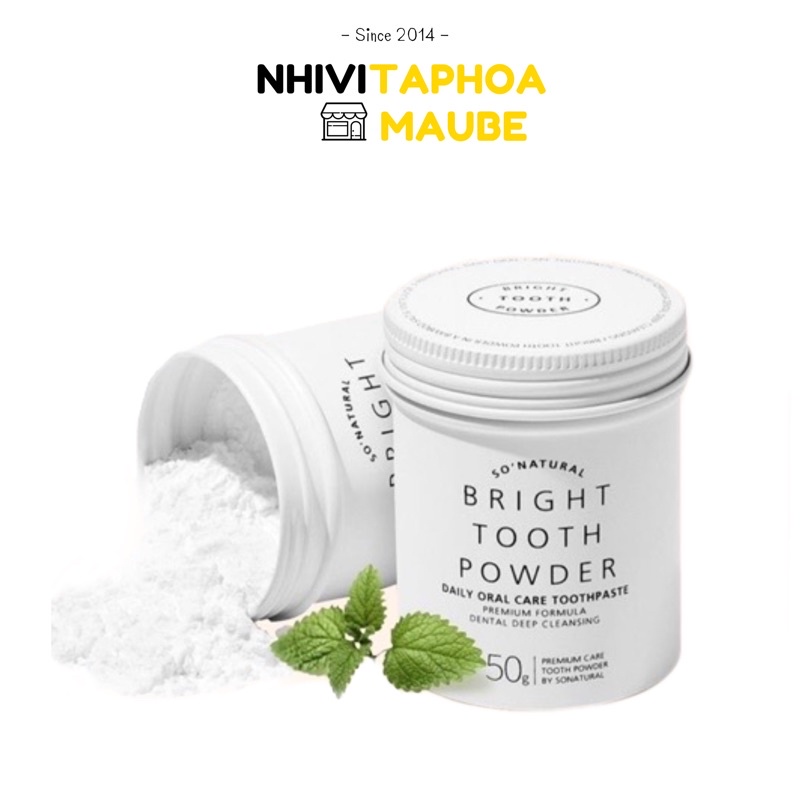 Bột trắng răng thơm miệng BRIGHT TOOTH POWDER SO'NATURAL Hàn Quốc - 50g