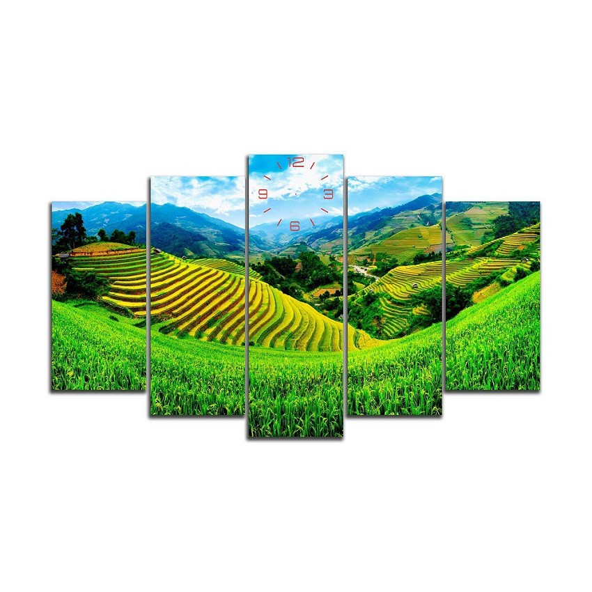 Tranh đồng hồ treo tường phong cảnh mù cang chải TT056 TƯỜNG XINH