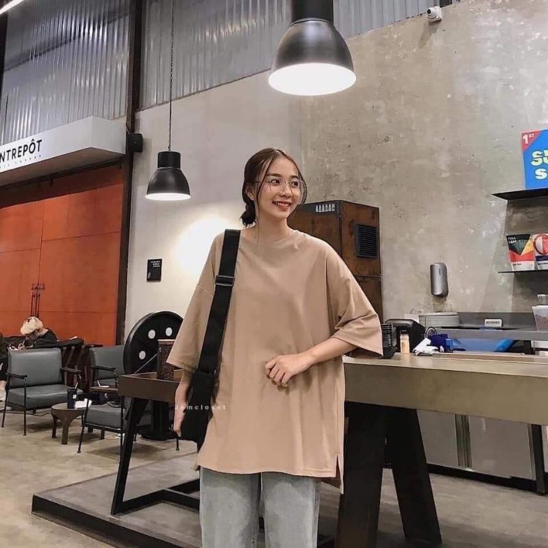 Áo phông trơn tay lỡ xẻ tà basic nhiều màu độc lạ, dễ mặc