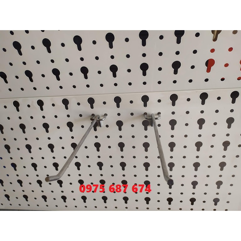 Móc treo tôn lỗ, tay cài tấm lỗ treo phụ kiện, móc cài tấm lỗ, móc treo đồ làm bằng inox