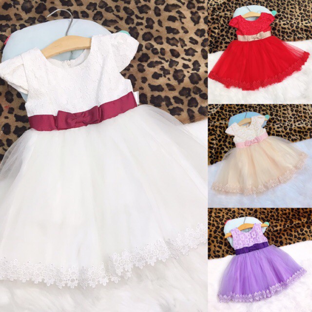 Đầm công chúa ren ruy băng đầm bé gái 7-25kg