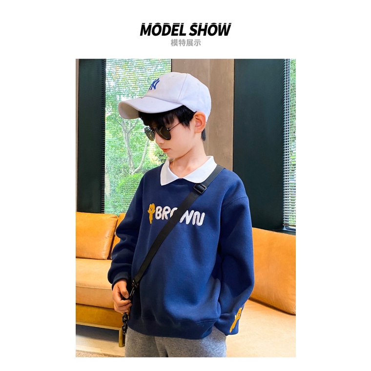 Áo thu đông cho bé trai 14-45kg mẫu BROWN. Hàng may kỹ, thiết kế cá tính.MA96