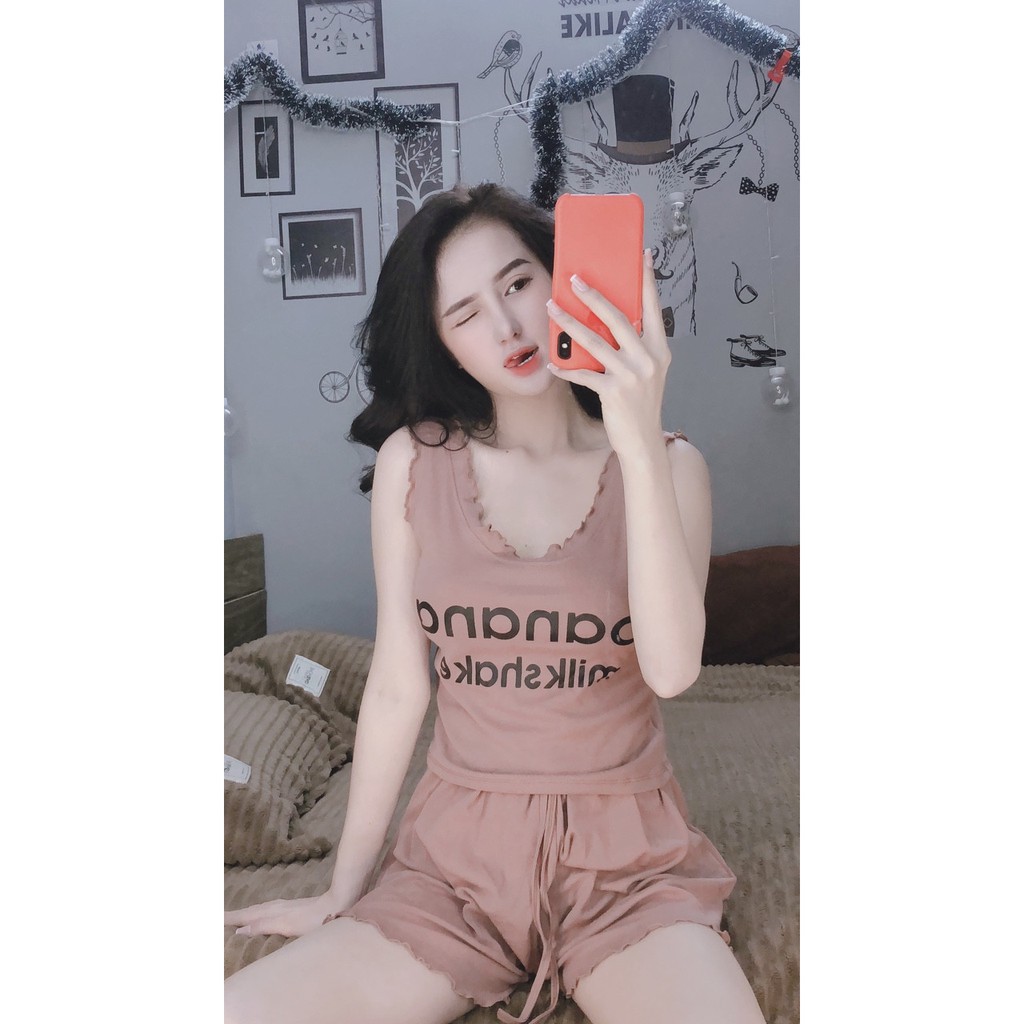 [Sale khô máu] Set bộ croptop tay ngắn quần đùi ống rộng cuốn biên hàng ,Đồ bộ mặc nhà thun cotton cực xinh giá rẽ