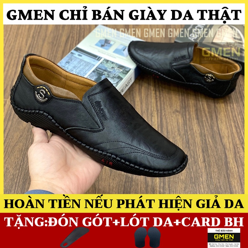 Giày da nam cao cấp da thật mềm mại đế cao su êm chân khâu chỉ bền bỉ GM105