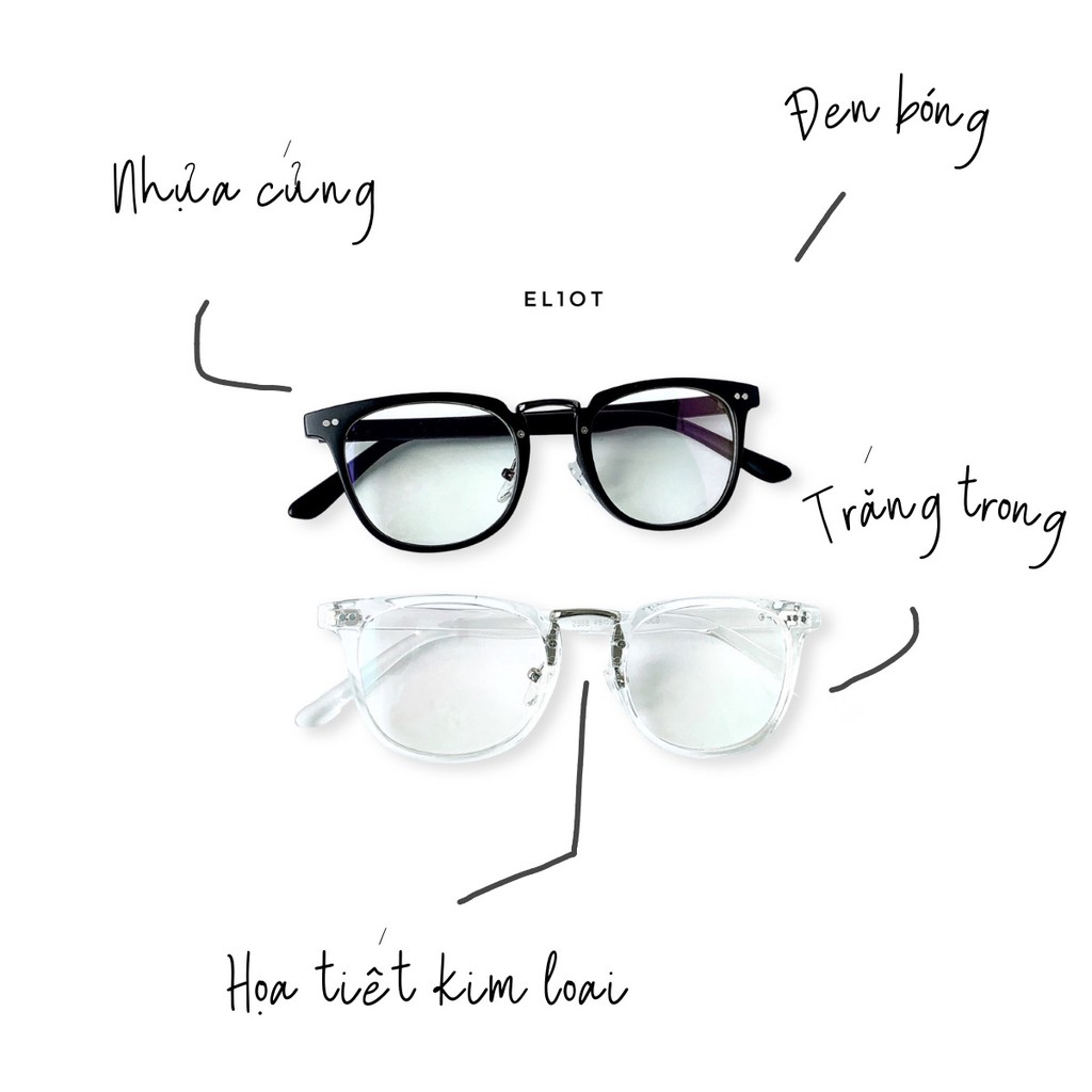 Gọng kính cận Plain Glasses gọng kính nam nữ kính mắt thời trang Unisex tròng kính chống ánh sáng xanh có thể thay cận